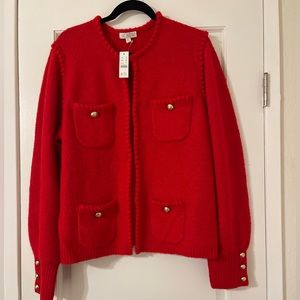 NWT J.Crew Sweater Lady Jacket Red XL